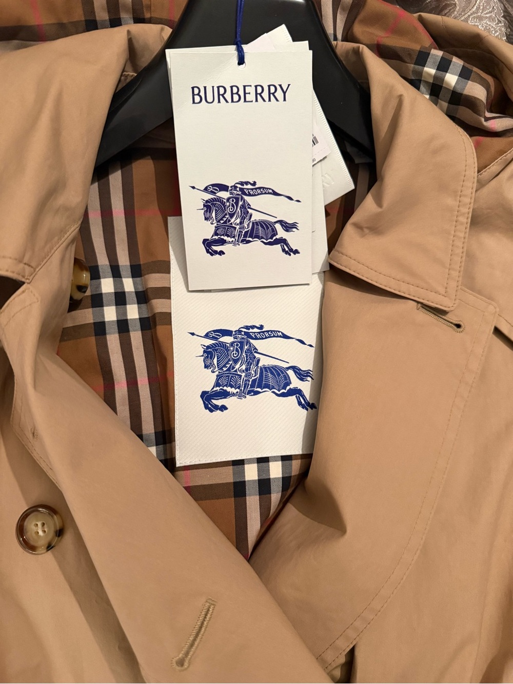 Burberry Double-Breasted Camel Trench Coat - Picture 5 of 12